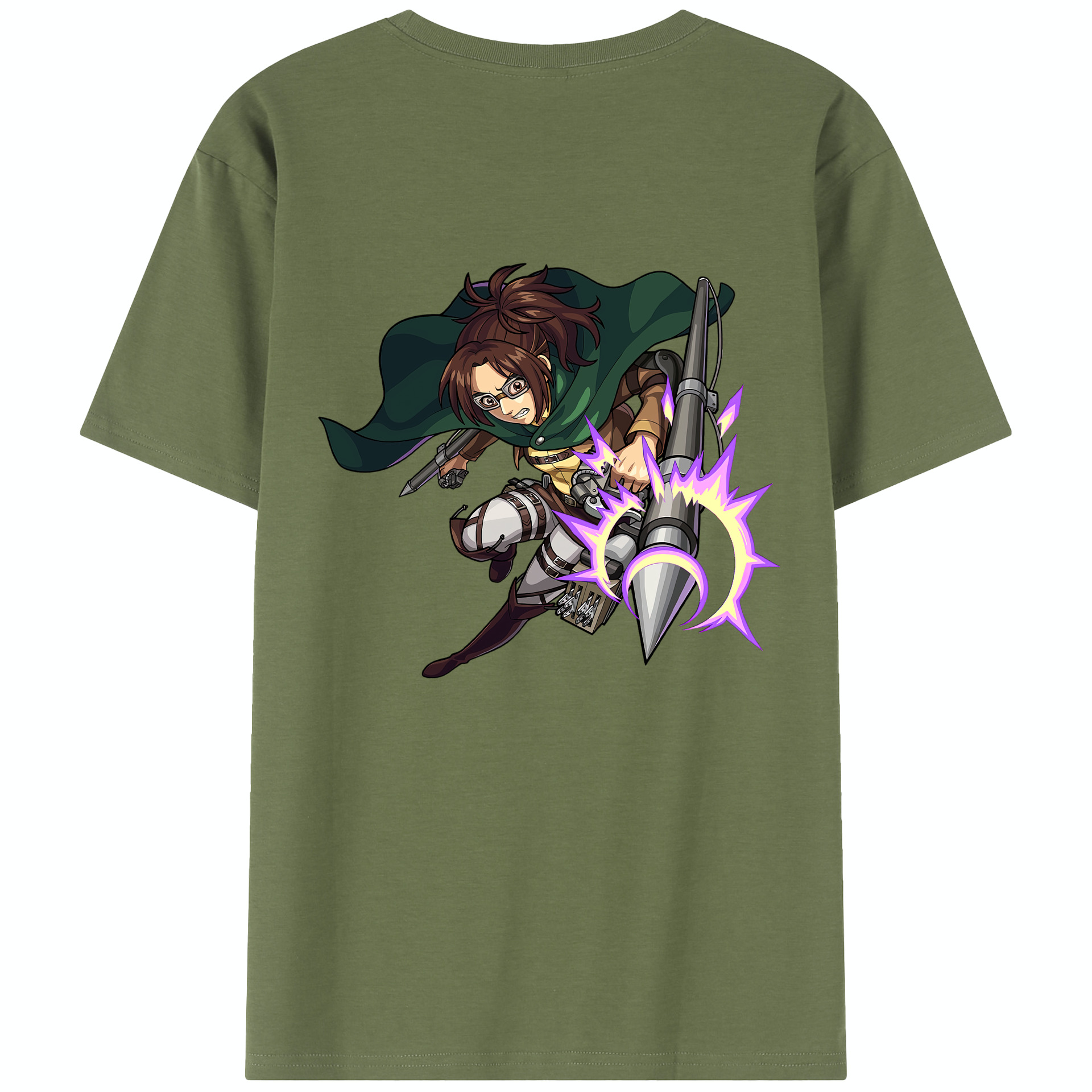 （画像用） 進撃の巨人 ハンジ·ゾエ Attack on Titan Hanji Zoe 綿100％半袖Tシャツ（背面プリント）